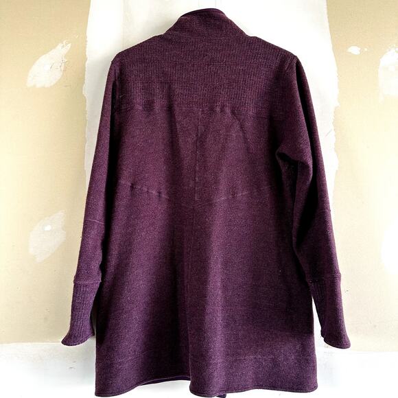 Title Nine Swacket Tunic Wool Sweater Jacket Full Zip Knit Pockets Purple Large - Picture 5 of 5
